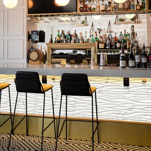 STICKGOO Wave Wall Panels for Interior Wall Decor, White Marble Mixed Gold Thread 3D Wall Panels Accent Wall, Decorative PVC Panels for Living Room Bedroom TV Background - Image 5