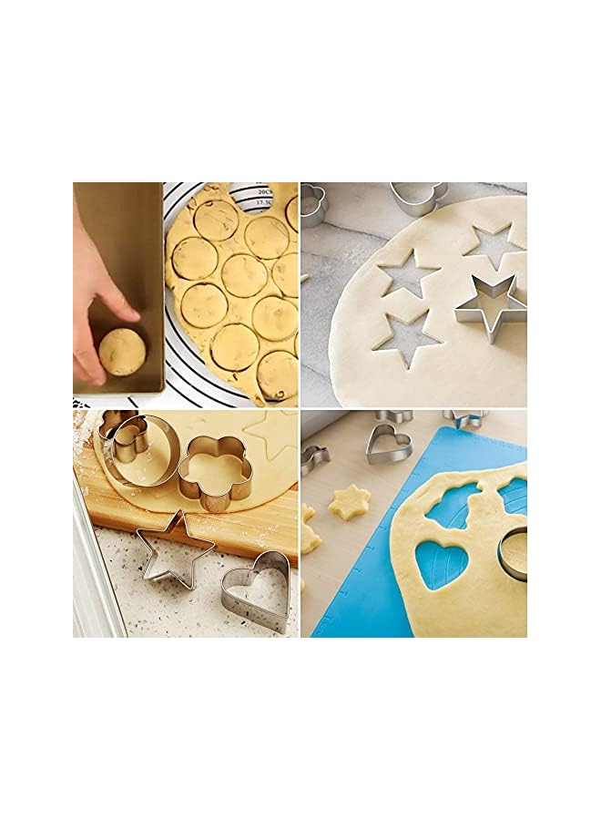 S-TOP Mini Cookie Cutters Set, 30Pcs Heart Star Flower Round Square Hexagon Oval Diamond Shapes Cookie Cutters, Polymer Clay Cutters for Cookies,Biscuit,Pastry Dough,Pie Crust,Fruits Fondant Homemade Baking - Image 2