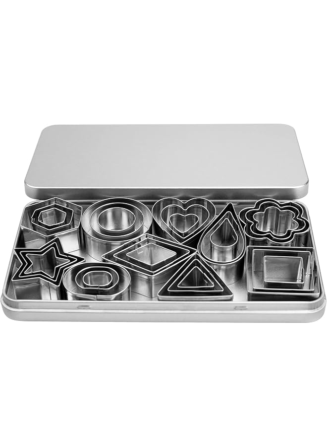 S-TOP Mini Cookie Cutters Set, 30Pcs Heart Star Flower Round Square Hexagon Oval Diamond Shapes Cookie Cutters, Polymer Clay Cutters for Cookies,Biscuit,Pastry Dough,Pie Crust,Fruits Fondant Homemade Baking - Image 1