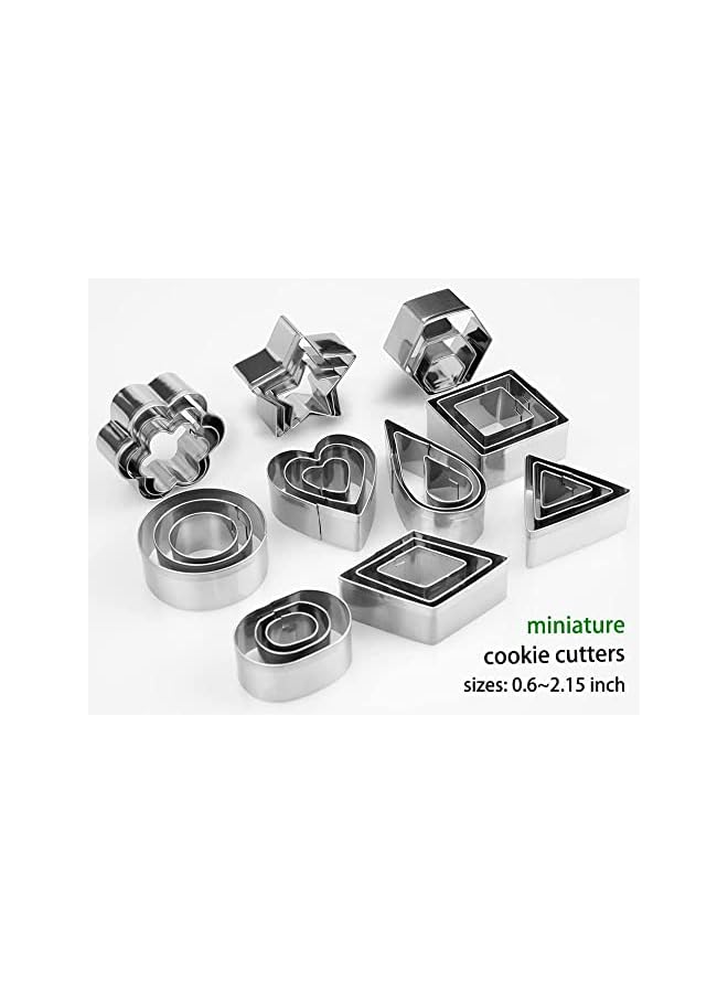 S-TOP Mini Cookie Cutters Set, 30Pcs Heart Star Flower Round Square Hexagon Oval Diamond Shapes Cookie Cutters, Polymer Clay Cutters for Cookies,Biscuit,Pastry Dough,Pie Crust,Fruits Fondant Homemade Baking - Image 4