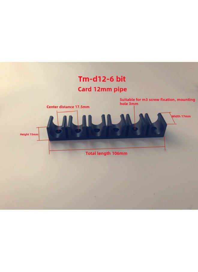 U-shaped Buckle 4/6/8/10/12/14/16MMPU Tracheal Clamp Multi-tube Clamp Seat Nylon Fixed Row Groove Pipe Clamp-Specification Model:Black Card 12mm 6 Digits