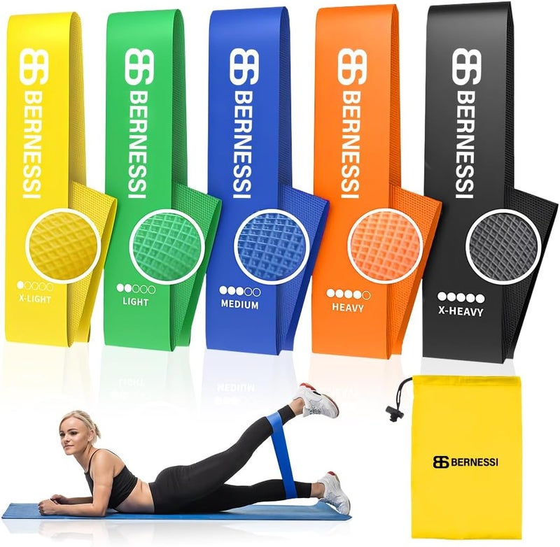 Bernessi 5pcs 10-40lbs Rubber Resistance Band Set for Men & Women - Full-Body Fitness Training - Image 1