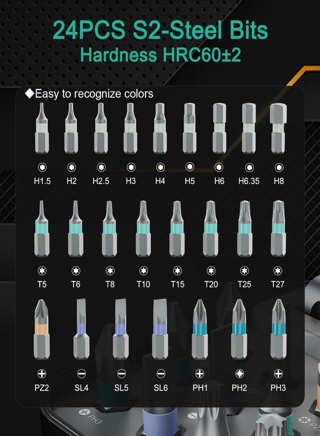 ORIA 24 in 1 Ratchet Screwdriver Set, Magnetic Screwdriver Kit, DIY Repair Tool Kit, Detachable Assembly T Handle, Portable Case for Bicycle, Furniture, Electronics, DIY - Image 4