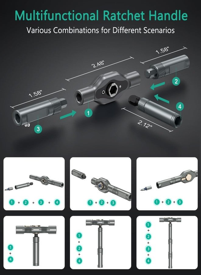 ORIA 24 in 1 Ratchet Screwdriver Set, Magnetic Screwdriver Kit, DIY Repair Tool Kit, Detachable Assembly T Handle, Portable Case for Bicycle, Furniture, Electronics, DIY - Image 2