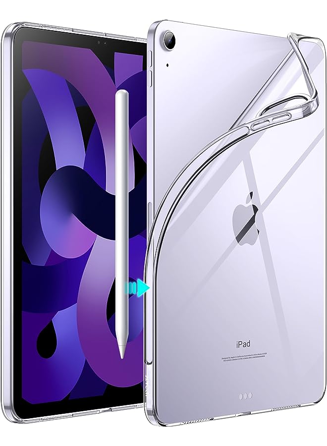 Jetech حافظة لجهاز آيباد إير 5/4 (10.9 بوصة، طراز 2022/2020، الجيل 5/4)، غلاف رقيق شفاف من TPU ناعم مقاوم للصدمات، يدعم شحن القلم 2 ثانوي (شفاف) - Image 1