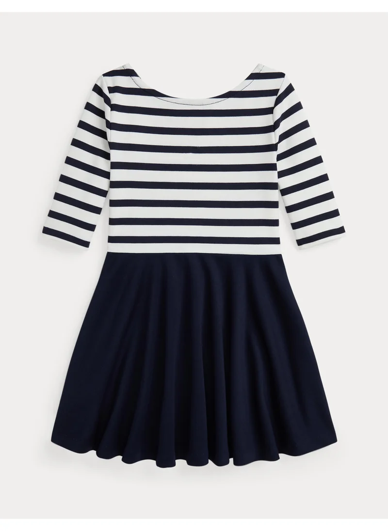 بولو رالف لورين Kids Striped Ruffle Dress