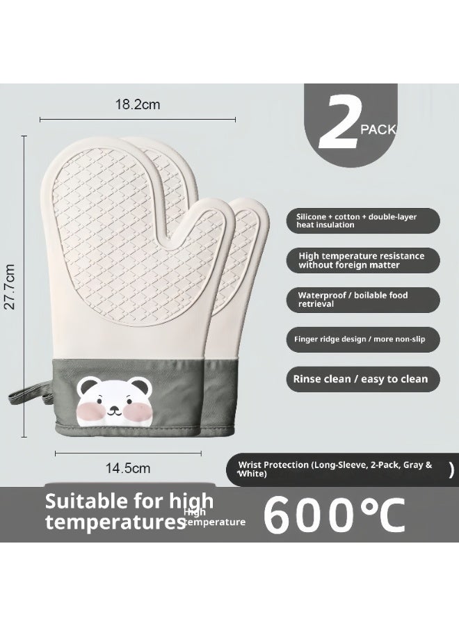 Cute Bear Silicone Oven Mitts - Heat Resistant & Anti-Slip, Microwave/Oven Safe, Essential Kitchen Tool - Image 4