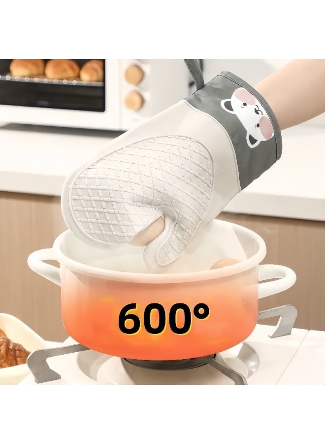 Cute Bear Silicone Oven Mitts - Heat Resistant & Anti-Slip, Microwave/Oven Safe, Essential Kitchen Tool - Image 3