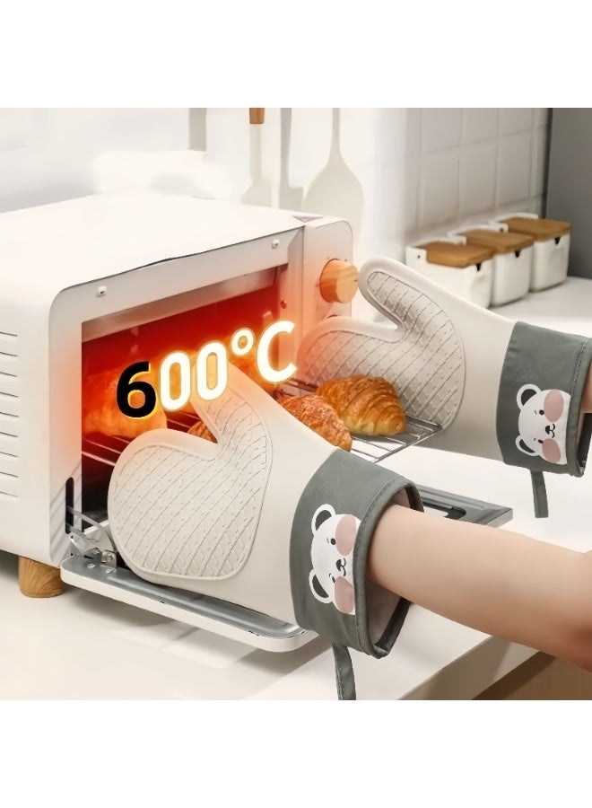 Cute Bear Silicone Oven Mitts - Heat Resistant & Anti-Slip, Microwave/Oven Safe, Essential Kitchen Tool - Image 2