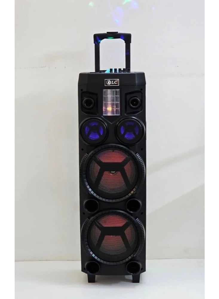 LC Trolley Speaker with Colorful Lights - Bluetooth FM USB AUX Karaoke Mic Portable with Remote