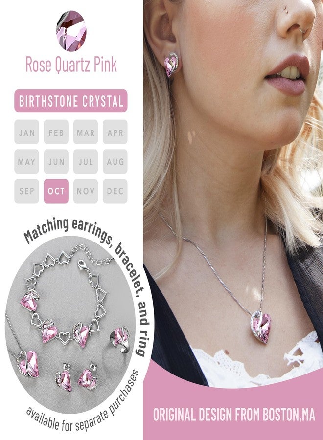 Leafael Infinity Love Heart Necklace Rose Quartz Healing Stone Light Pink October Birthstone Crystal Jewelry Gifts for Women, Silver-tone, 18"+2" - Image 4