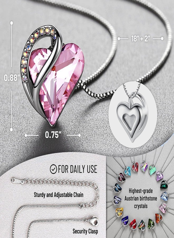 Leafael Infinity Love Heart Necklace Rose Quartz Healing Stone Light Pink October Birthstone Crystal Jewelry Gifts for Women, Silver-tone, 18"+2" - Image 3