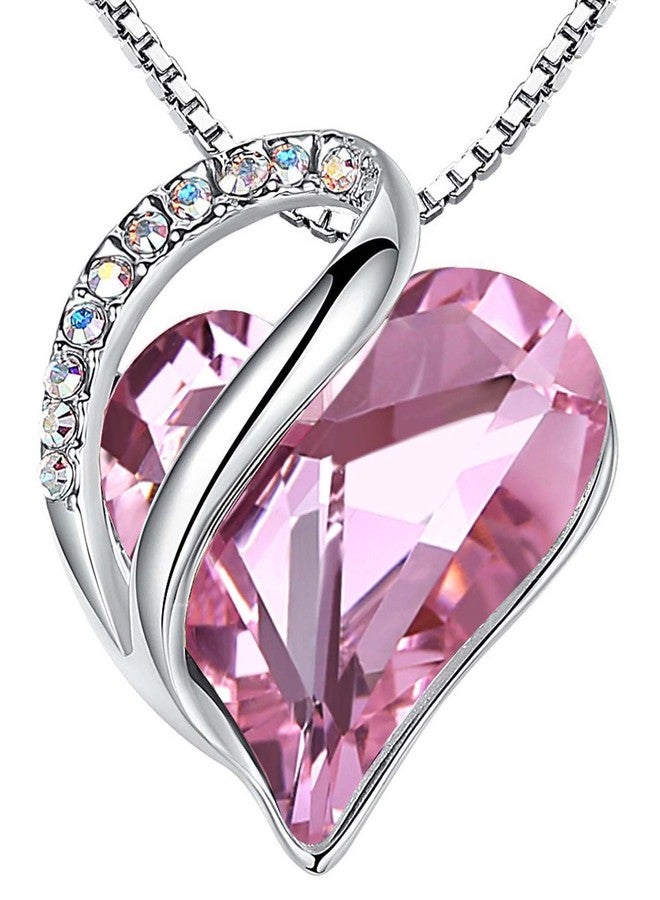 Leafael Infinity Love Heart Necklace Rose Quartz Healing Stone Light Pink October Birthstone Crystal Jewelry Gifts for Women, Silver-tone, 18"+2" - Image 1