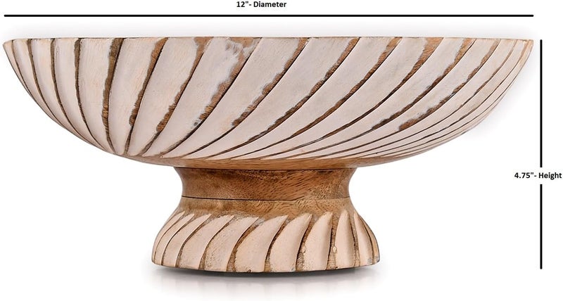 NIRMAN FRUIT BOWL Mango Wood Fruit Bowl Pedestal Bowl for Table Dcor Wooden Fruit Bowl for Kitchen Counter Pedestal Fruit Bowl Dried Fruit 12 X 12 X 475 - Image 5