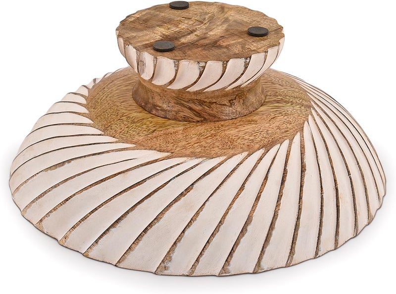 NIRMAN FRUIT BOWL Mango Wood Fruit Bowl Pedestal Bowl for Table Dcor Wooden Fruit Bowl for Kitchen Counter Pedestal Fruit Bowl Dried Fruit 12 X 12 X 475 - Image 3