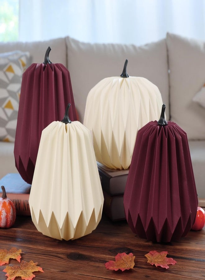Easy Joy 4Pcs Paper Pumpkin Table Decorations, 3D Honeycomb Design, Fall Thanksgiving Halloween Table Centerpieces, 9-Inch Artificial Harvest Decor, Home Tabletop Holiday Arrangement Supplies - Image 1