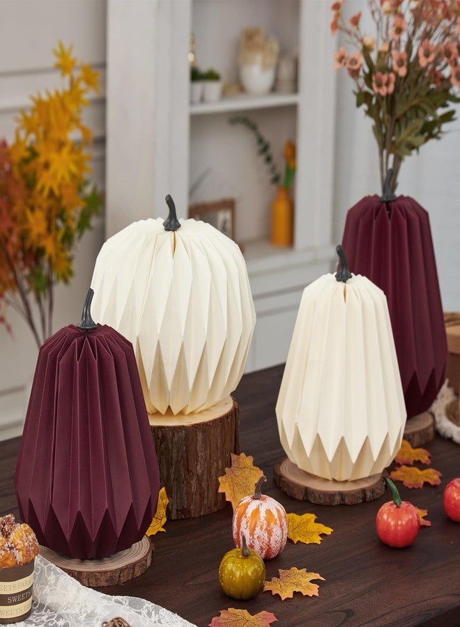 Easy Joy 4Pcs Paper Pumpkin Table Decorations, 3D Honeycomb Design, Fall Thanksgiving Halloween Table Centerpieces, 9-Inch Artificial Harvest Decor, Home Tabletop Holiday Arrangement Supplies - Image 3