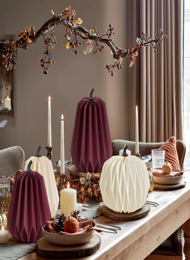 Easy Joy 4Pcs Paper Pumpkin Table Decorations, 3D Honeycomb Design, Fall Thanksgiving Halloween Table Centerpieces, 9-Inch Artificial Harvest Decor, Home Tabletop Holiday Arrangement Supplies - Image 5