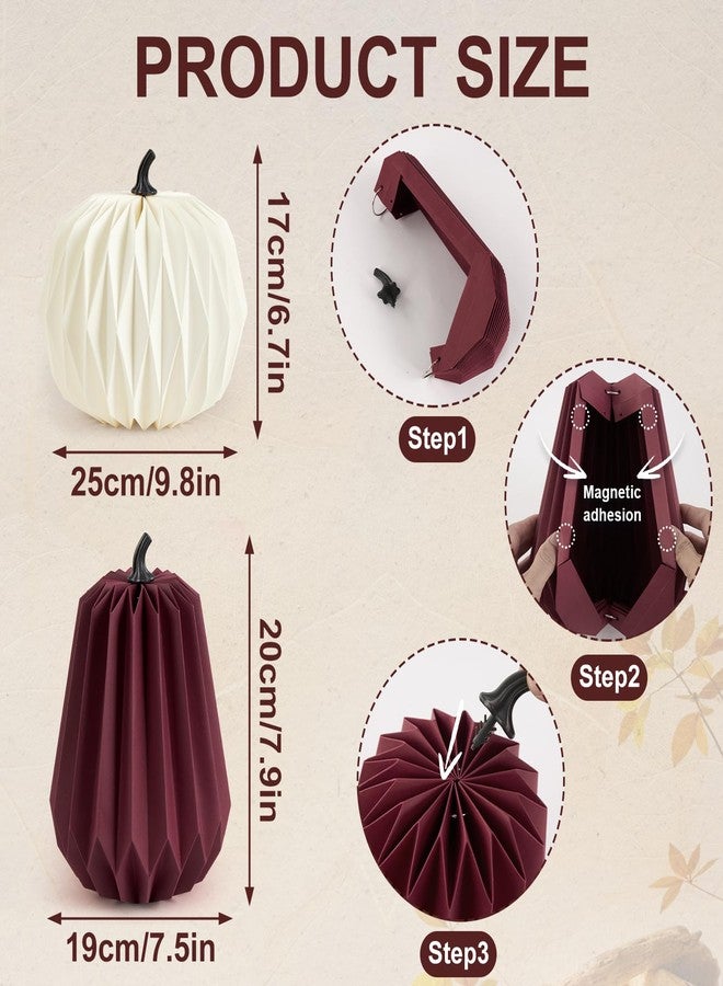 Easy Joy 4Pcs Paper Pumpkin Table Decorations, 3D Honeycomb Design, Fall Thanksgiving Halloween Table Centerpieces, 9-Inch Artificial Harvest Decor, Home Tabletop Holiday Arrangement Supplies - Image 2