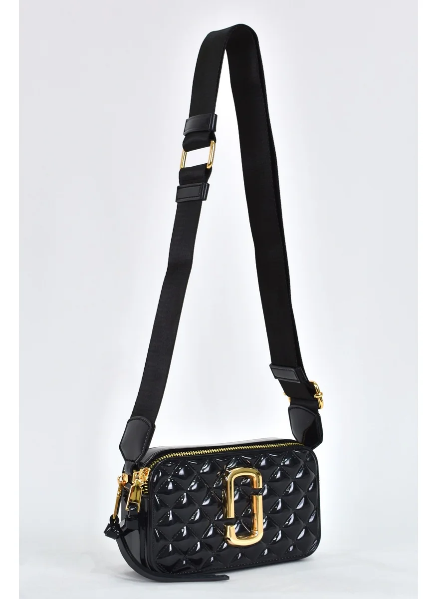 Elatae Women's Silicone Crossbody Bag with Column Shoulder Strap Black 26398