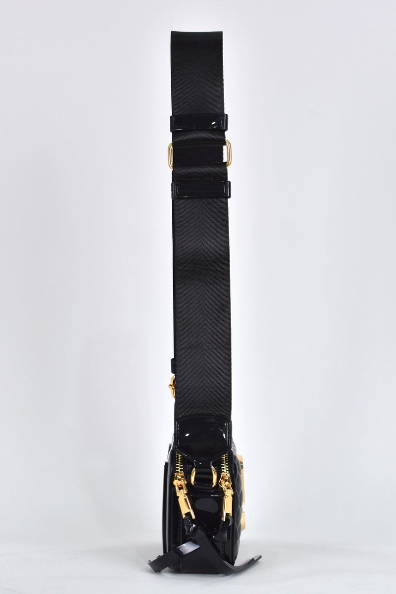 Elatae Women's Silicone Crossbody Bag with Column Shoulder Strap Black 26398  - Image 4