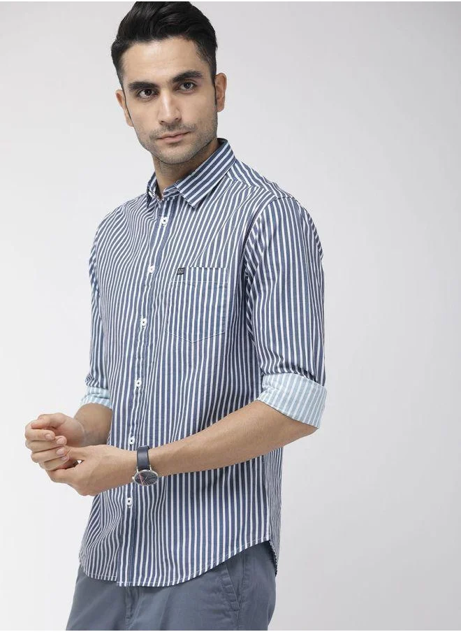 The Indian Garage Co Men Slim Fit Abstract Printed Full Sleeves Cutaway Collar Casual Shirt