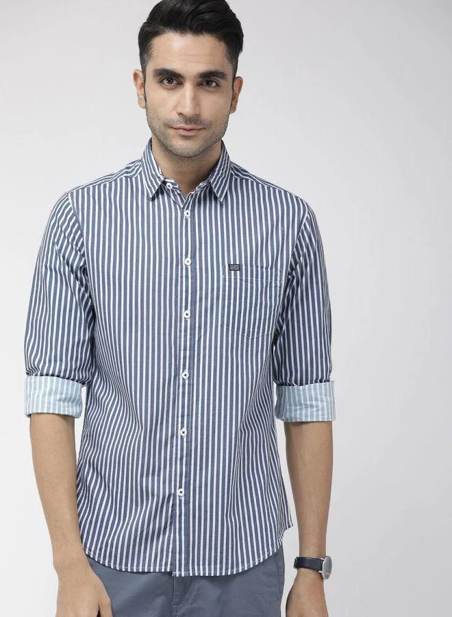 The Indian Garage Co Men Slim Fit Abstract Printed Full Sleeves Cutaway Collar Casual Shirt