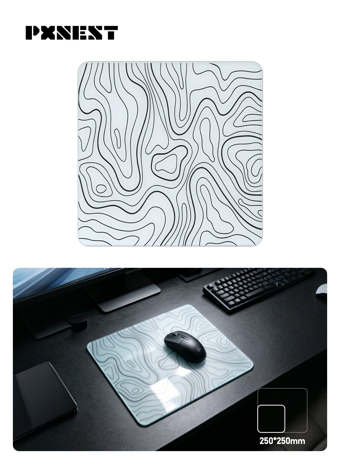 Pxnest Pxnest Esports Glass Mousepad Fps Gaming Mousepad 250x250mm 250x250mm