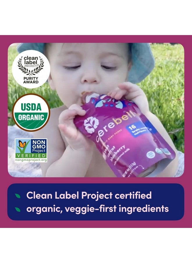 Cerebelly Baby Food Pouches - Organic Veggie Purees for Toddlers | No Added Sugar, Fiber, Non-GMO | Blended Toddler Pouches | 4 Ounce BPA-Free Pouch | Beet Carrot Blueberry | 6 Count - Image 2