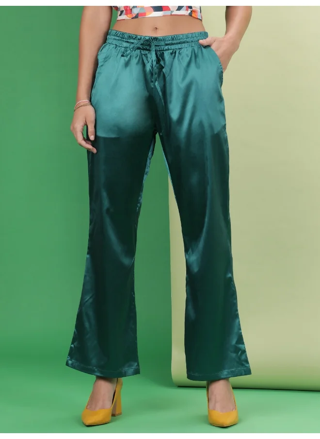 مرفوعة Everglade Women Flare Casual Solid Regular Flare Pants