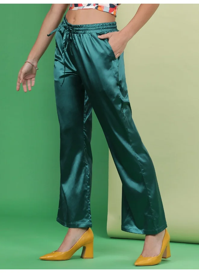 مرفوعة Everglade Women Flare Casual Solid Regular Flare Pants