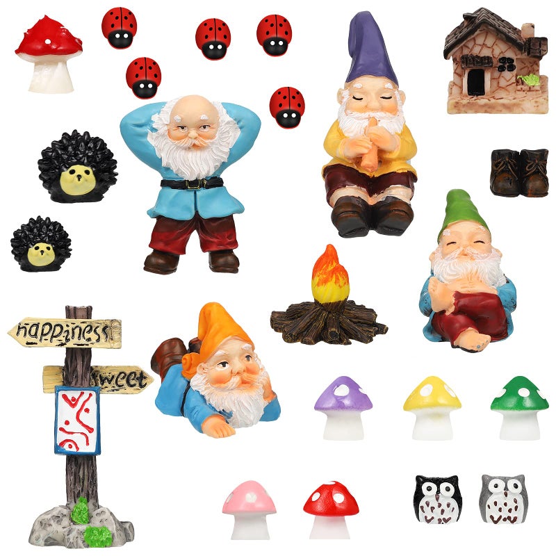 Jetec Gnomes Fairy Resin Statues Miniature Garden Accessories Mini Dwarf Figurine Fairy Miniature Ornament DIY Kit Micro Landscape Ornaments for Outdoor Indoor Patio Yard Lawn Garden (Fire Gnomes) - Image 2