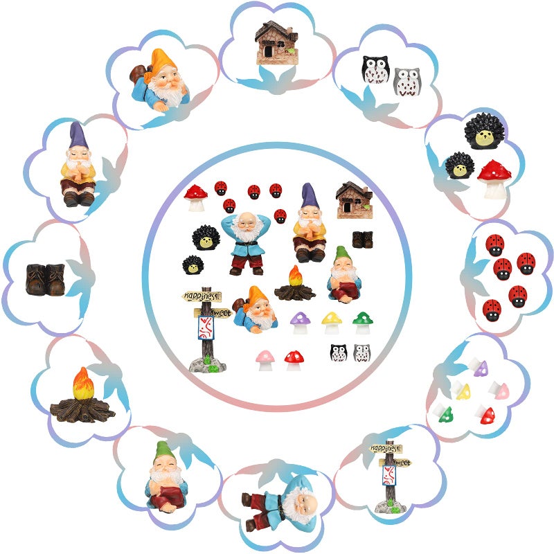 Jetec Gnomes Fairy Resin Statues Miniature Garden Accessories Mini Dwarf Figurine Fairy Miniature Ornament DIY Kit Micro Landscape Ornaments for Outdoor Indoor Patio Yard Lawn Garden (Fire Gnomes) - Image 4