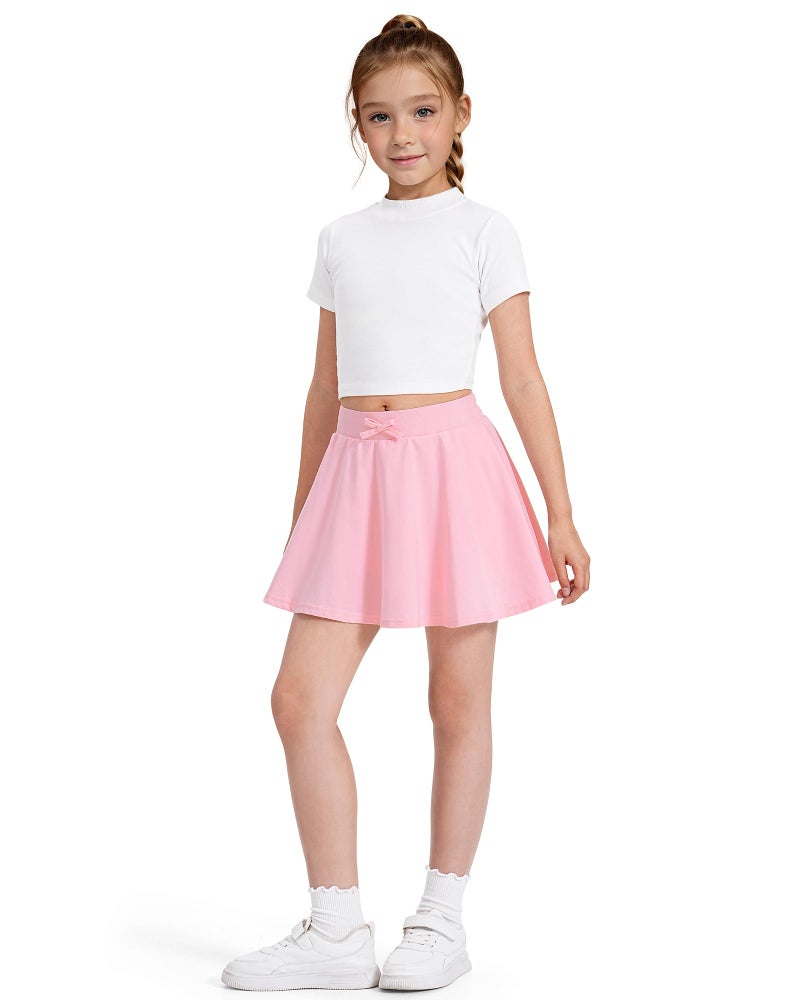 BOOPH Girls Skirts Kids Casual Mini Skorts Toddler Athletic Uniform Skirts with Pockets Pink 6-7 Years - Image 4