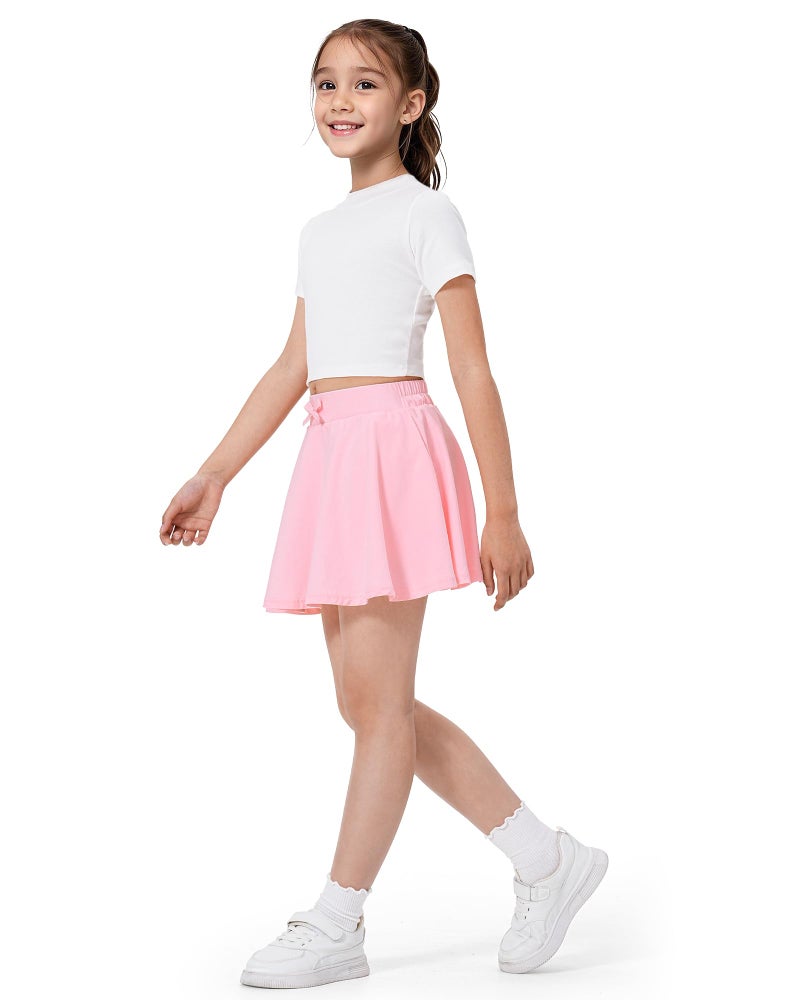 BOOPH Girls Skirts Kids Casual Mini Skorts Toddler Athletic Uniform Skirts with Pockets Pink 6-7 Years - Image 5