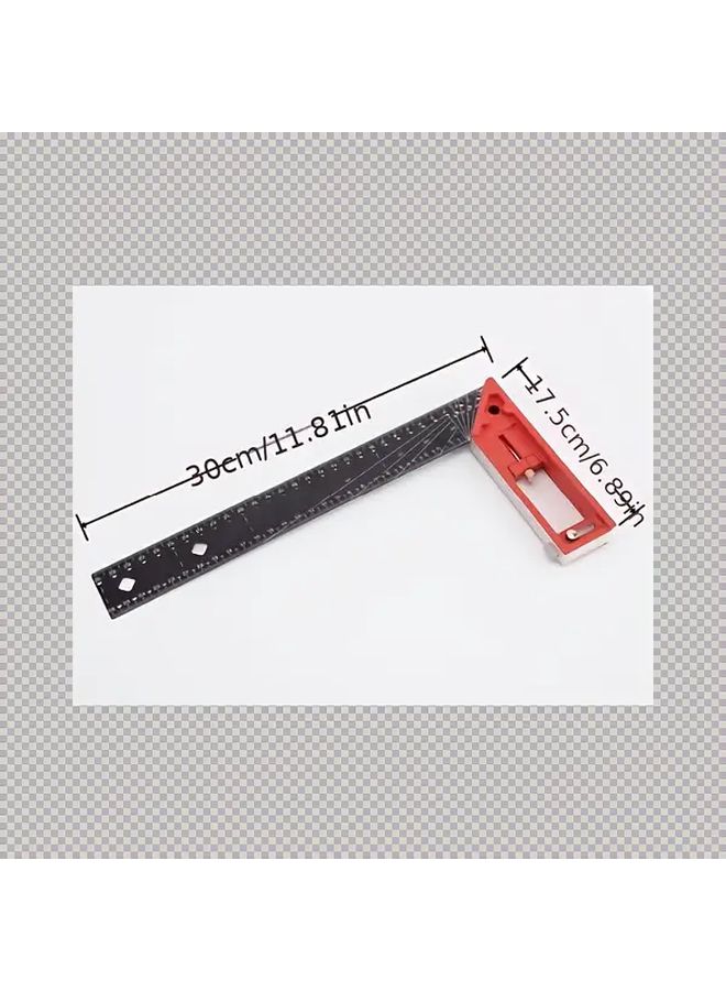 High Precision Aluminum Alloy 90 Degree Angle Square Multifunctional Woodworking Engineering Ruler With Dual Scale Markings Ergonomic Red Handle 15.75inch - Image 2