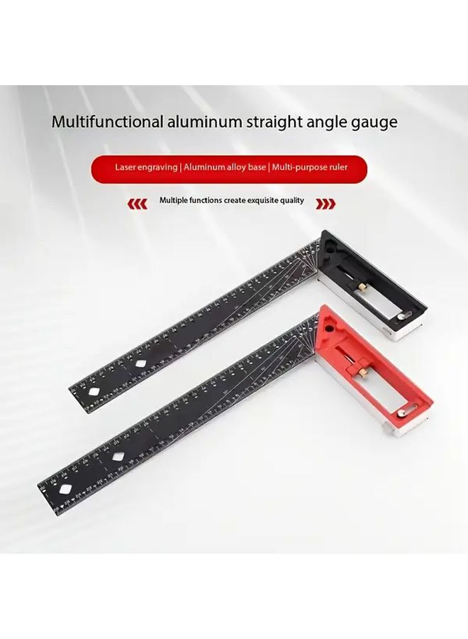 High Precision Aluminum Alloy 90 Degree Angle Square Multifunctional Woodworking Engineering Ruler With Dual Scale Markings Ergonomic Red Handle 15.75inch - Image 4