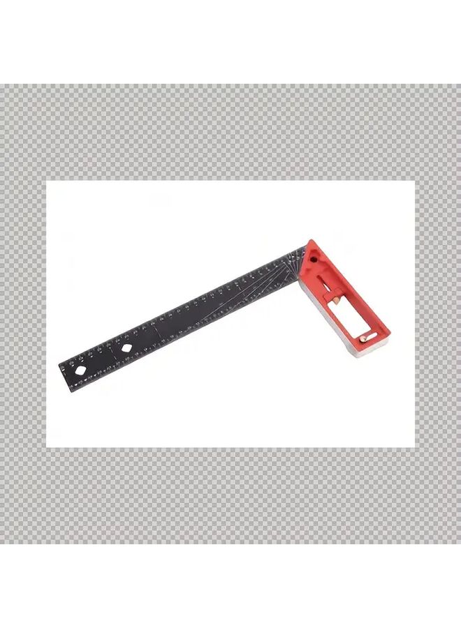 High Precision Aluminum Alloy 90 Degree Angle Square Multifunctional Woodworking Engineering Ruler With Dual Scale Markings Ergonomic Red Handle 15.75inch - Image 1