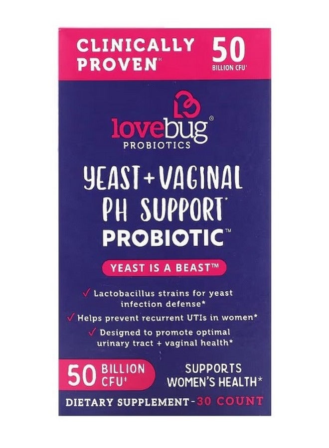LoveBug Probiotics Yeast  Vaginal PH Support Probiotic 50 Billion CFU 30 Count - Image 1