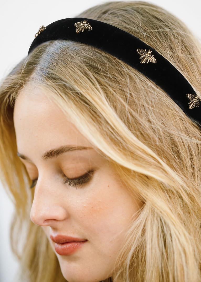 TERSE Black Velvet Headband with White Pearl Accents - Cute Vintage Designer Hair Accessory for Women's Holiday Fashion - Image 3