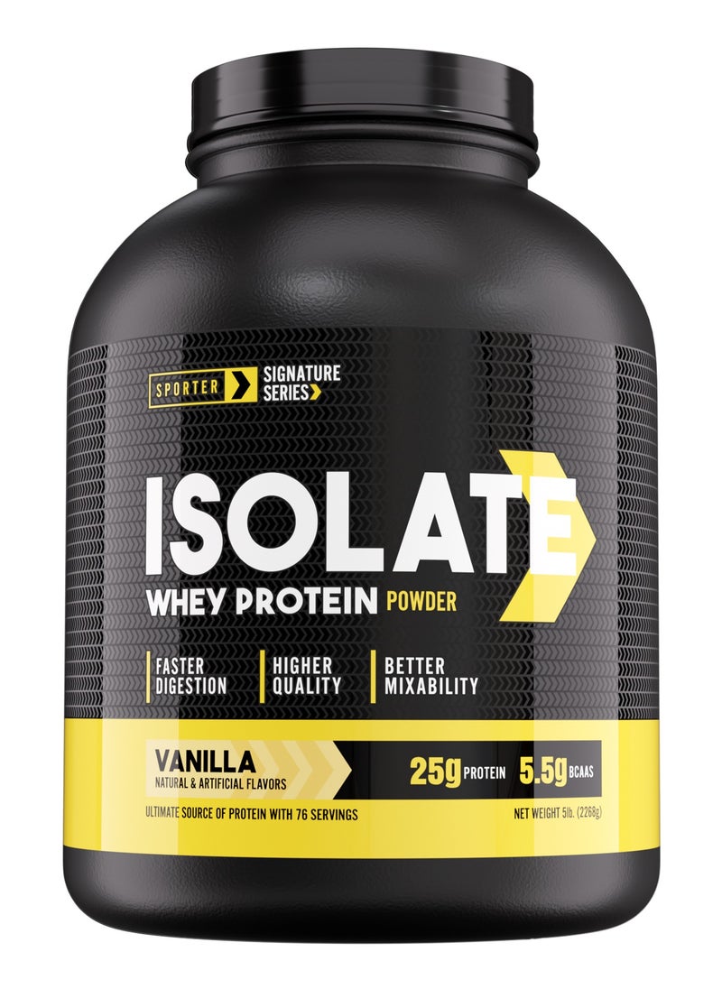 SPORTER Sporter Whey Protein Isolate – 5lb | 25g Protein Per Serving | Fast-Absorbing & Pure Whey Isolate | Vanilla Flavor | Muscle Growth & Recovery | Low Carb, Zero Added Sugars  - Image 1