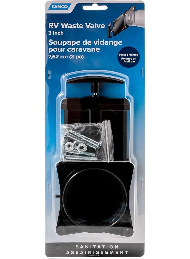 Camco RV Replacement Waste Valve with Handle - Features Durable Plastic Handle & 3-Inch Diameter Valve Opening - Image 3
