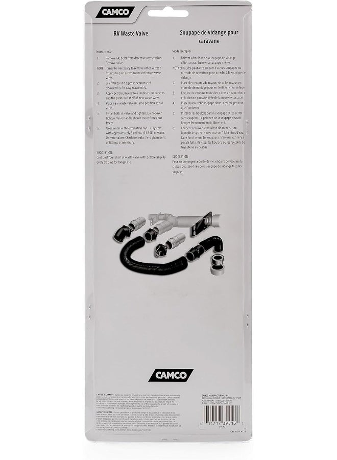Camco RV Replacement Waste Valve with Handle - Features Durable Plastic Handle & 3-Inch Diameter Valve Opening - Image 4