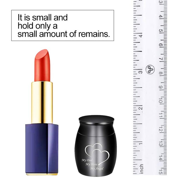 Dletay 1.57 Inches Small Keepsake Urns For Human Ashes Mini Cremation Urns For Ashes Stainless Steel Small Memorial Ashes Holder - My Dad My Hero My Angel - Image 2