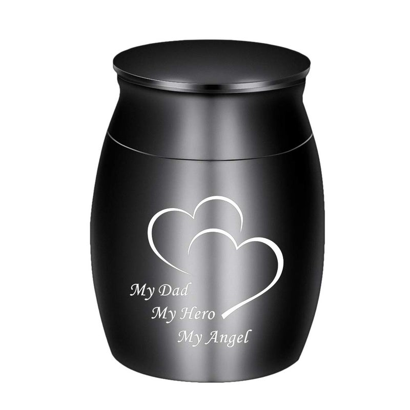 Dletay 1.57 Inches Small Keepsake Urns For Human Ashes Mini Cremation Urns For Ashes Stainless Steel Small Memorial Ashes Holder - My Dad My Hero My Angel - Image 1