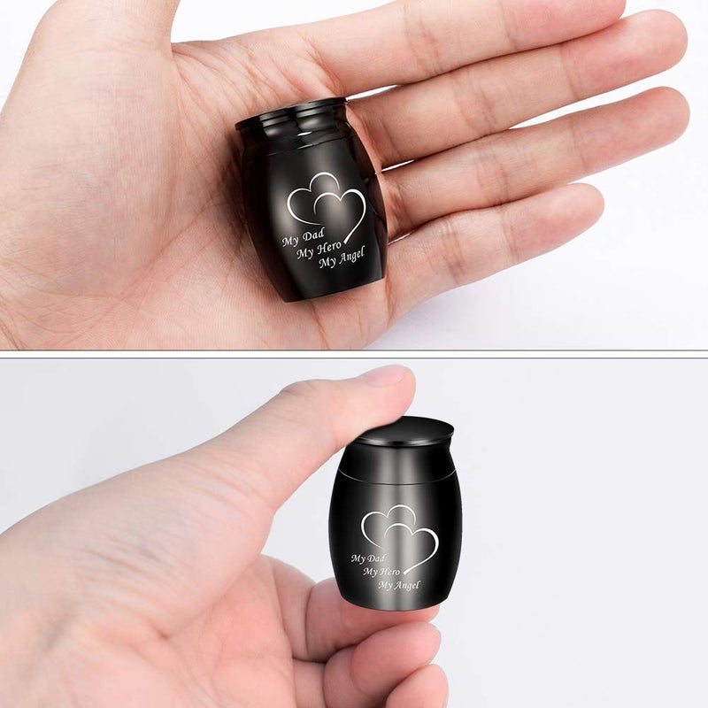 Dletay 1.57 Inches Small Keepsake Urns For Human Ashes Mini Cremation Urns For Ashes Stainless Steel Small Memorial Ashes Holder - My Dad My Hero My Angel - Image 3