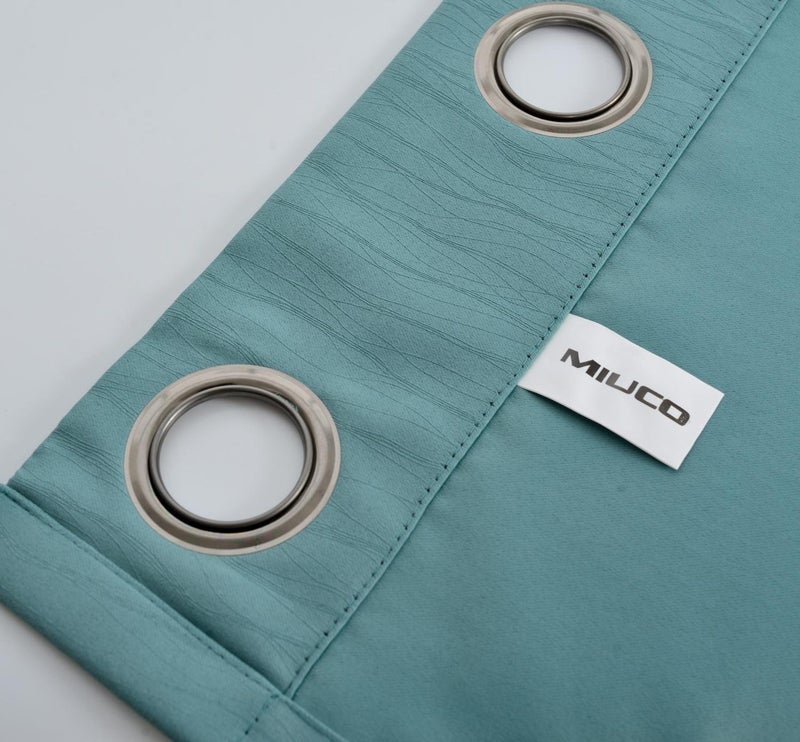 MIUCO Room Darkening Curtains Textured Grommet Thermal Insulated Blackout Curtains for Bedroom Set of 2 52x95 Inch Teal - Image 5