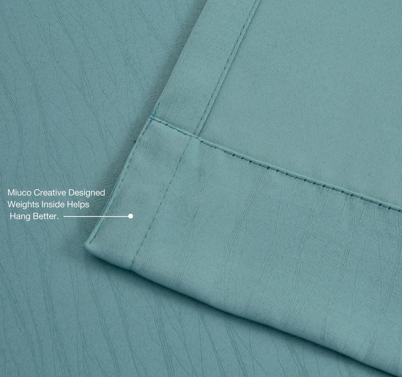 MIUCO Room Darkening Curtains Textured Grommet Thermal Insulated Blackout Curtains for Bedroom Set of 2 52x95 Inch Teal - Image 4
