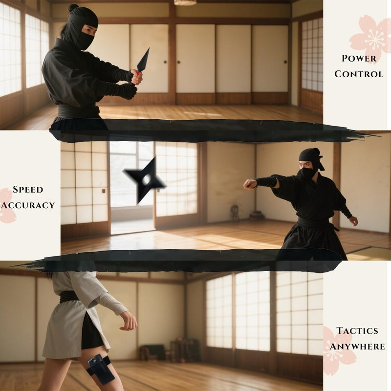 OOHGLITZ 11-Piece Anime Ninja Cosplay Kit, Plastic Ninja Kunai (10.2"+5.1"), Shuriken Ninja Stars (3.5") Set with Pouch for Anime Fans, Ninja& Martial Arts Props Black - Image 3