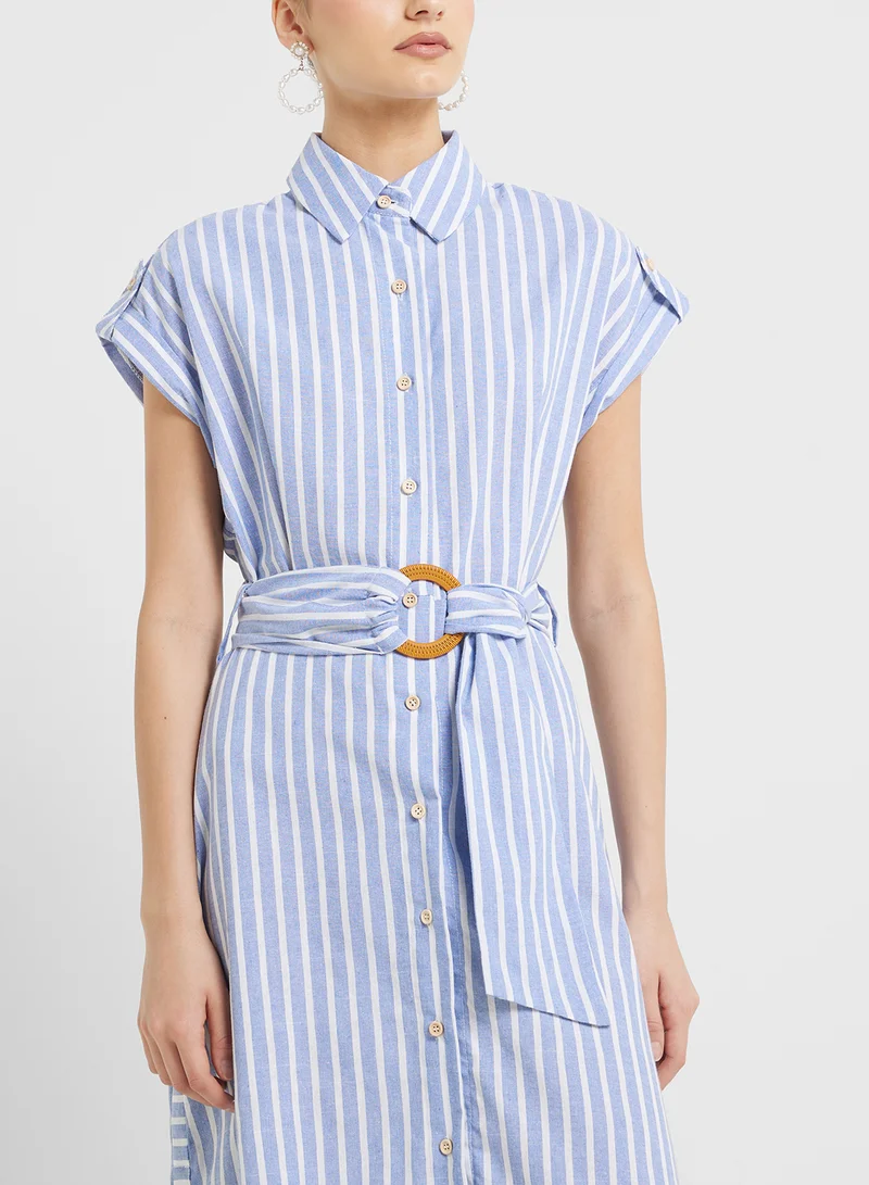 جينجر Striped Midi Dress